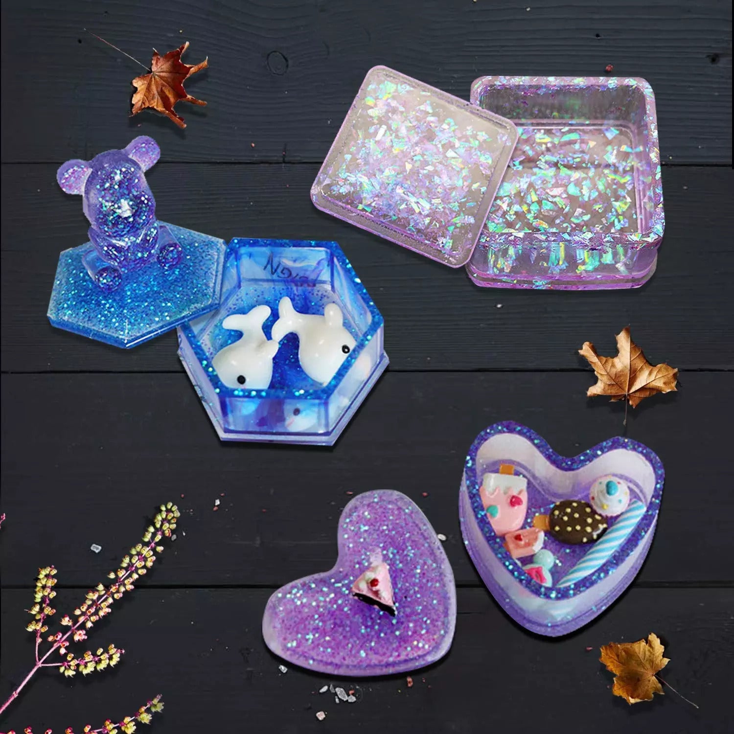 Resin Shaker Mold : kawaii mermaid shell wings resin silicone mould , resin  craft supplies