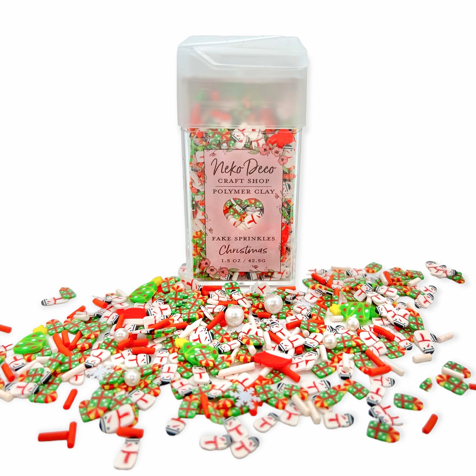 Pink Snowflake Sprinkles, Fake Sprinkles,sprinkles, Snowflake Sprinkles,  Polymer Sprinkles, Christmas Sprinkles, Sprinkles, Polymer Clay 